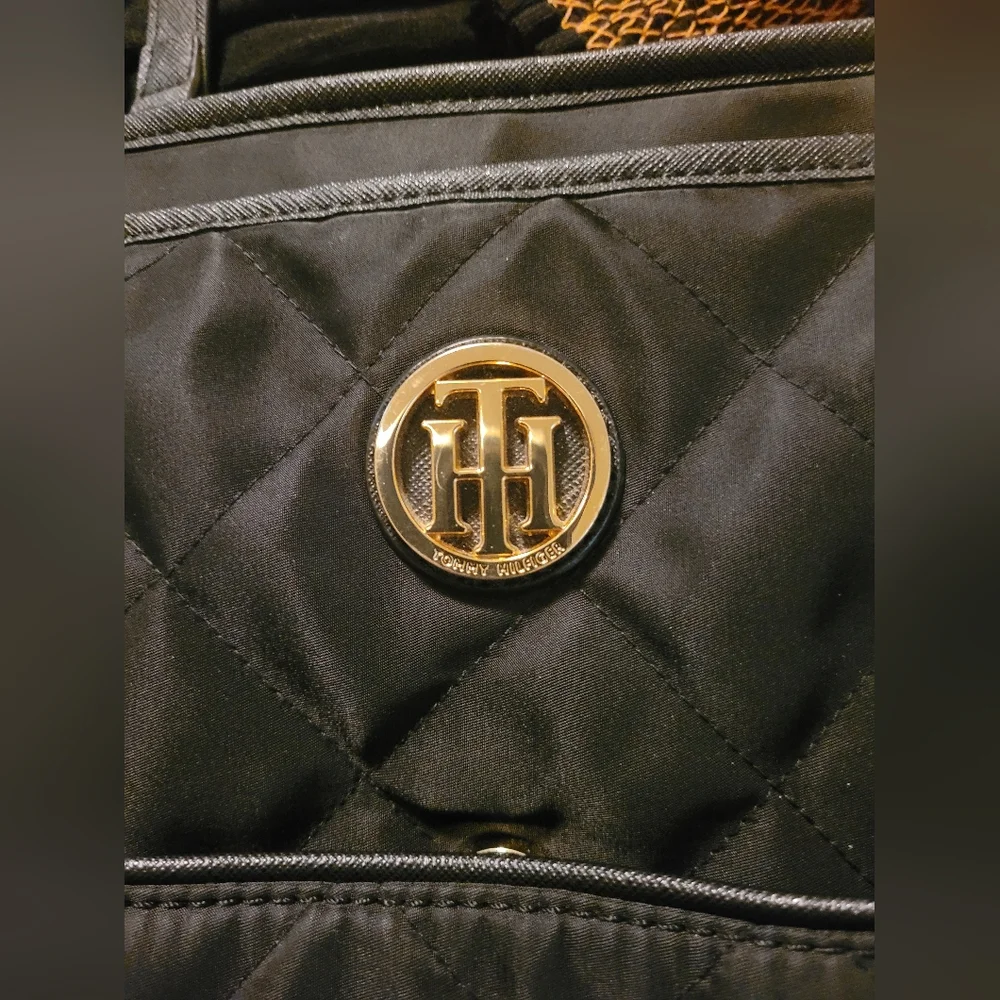 Tommy Hilfiger Black Quilted Tote Bag